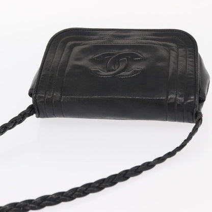 Chanel Vintage CC Stitch Flap Bag Leather, BLACK, LEATHER, Shoulder bag