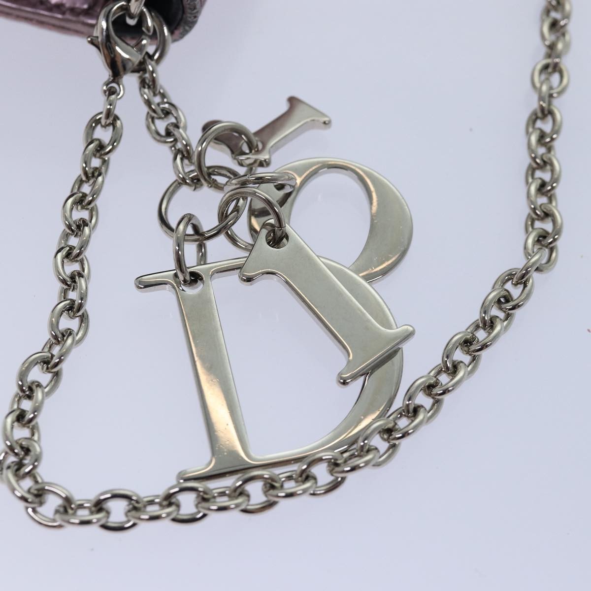 Christian Dior Lady Dior Croisiere Chain Wallet Micro Cannage Metallic Calfskin, PINK, LEATHER, Shoulder bag