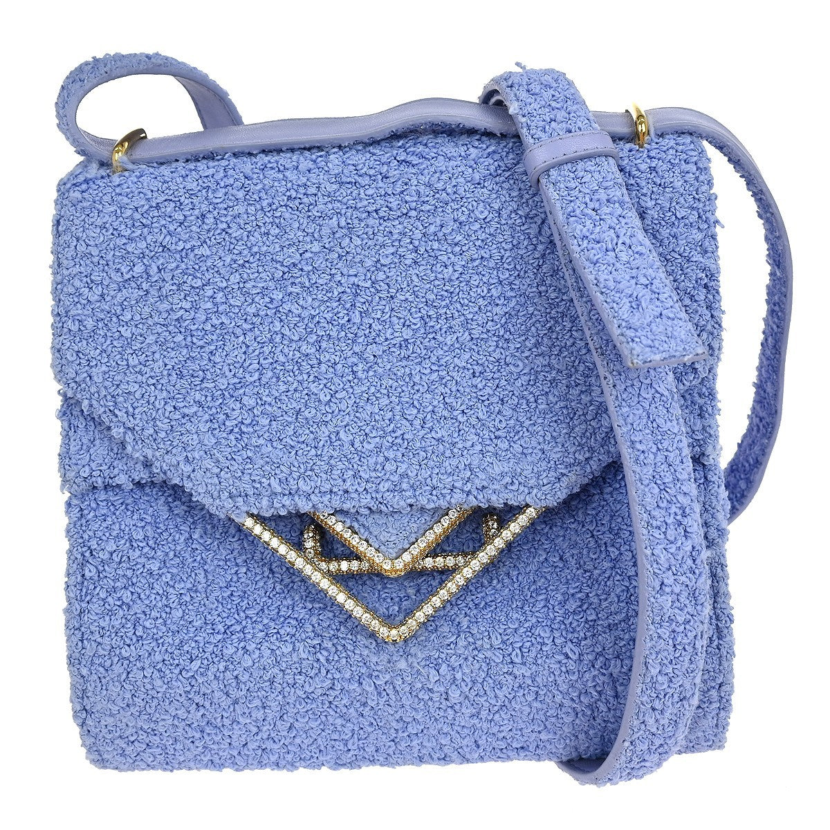 Bottega Veneta Clip Flap Bag Boucle with Crystals, BLUE, CANVAS, Shoulder bag