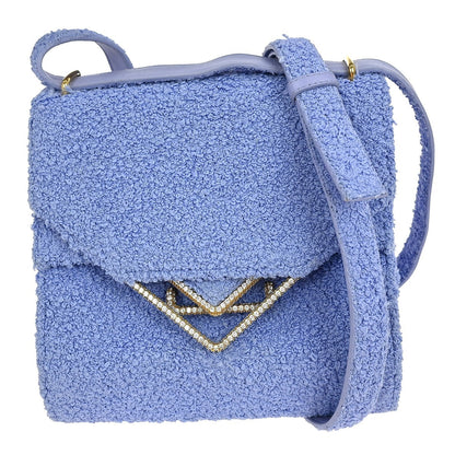 Bottega Veneta Clip Flap Bag Boucle with Crystals, BLUE, CANVAS, Shoulder bag