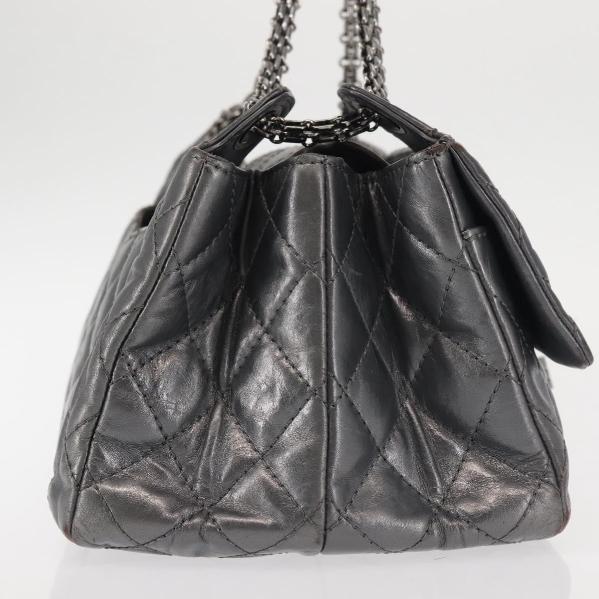 Chanel Reissue 2.55 Double Compartment Flap Bag Quilted Aged Calfskin, SILVER, LEATHER, Handbag