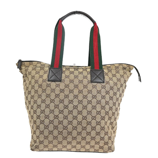 Gucci Web Zip Tote GG Canvas, BROWN, CANVAS, Tote bag