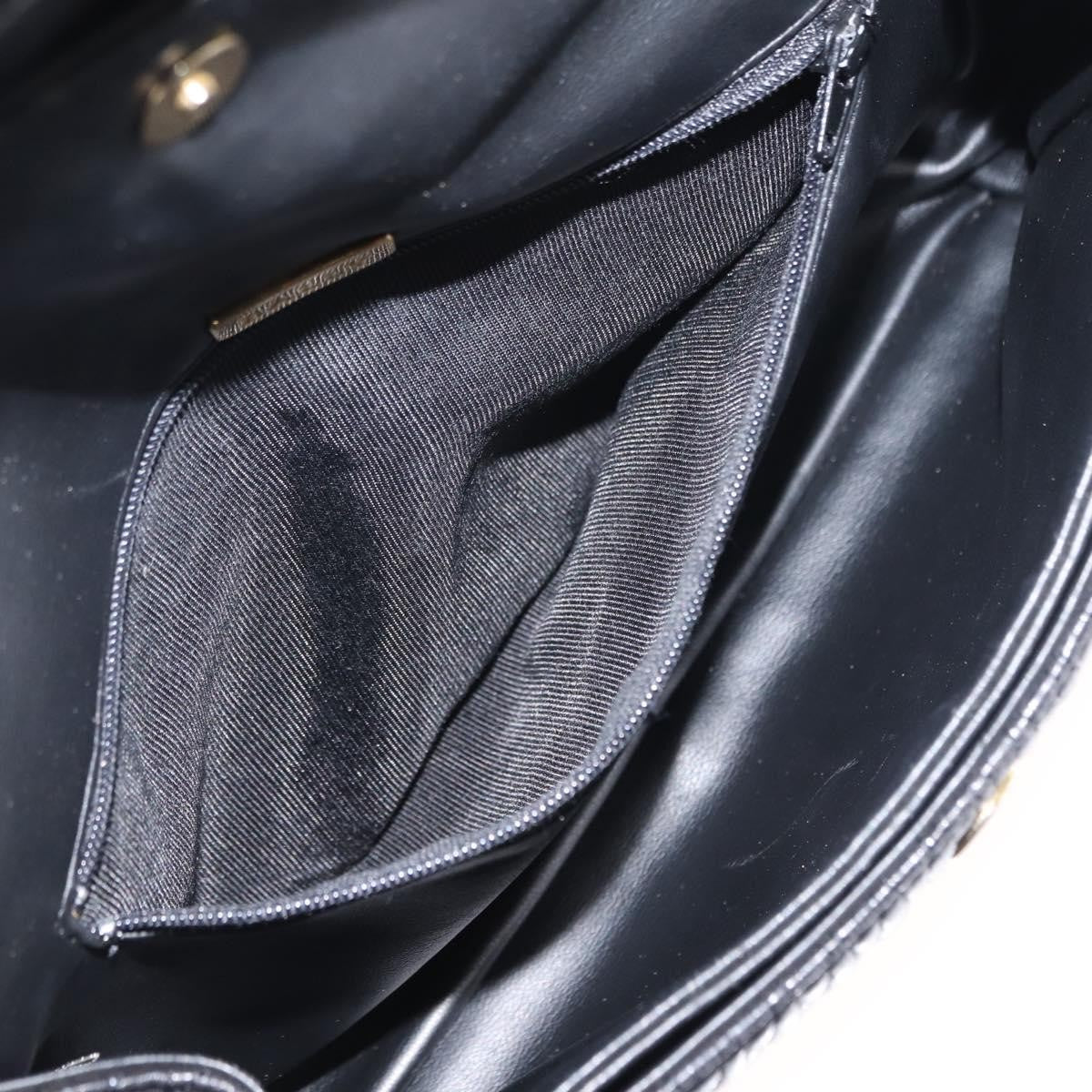 Bally Vintage Chain Shoulder Bag Quilted Leather, BLACK, LEATHER, Shoulder bag