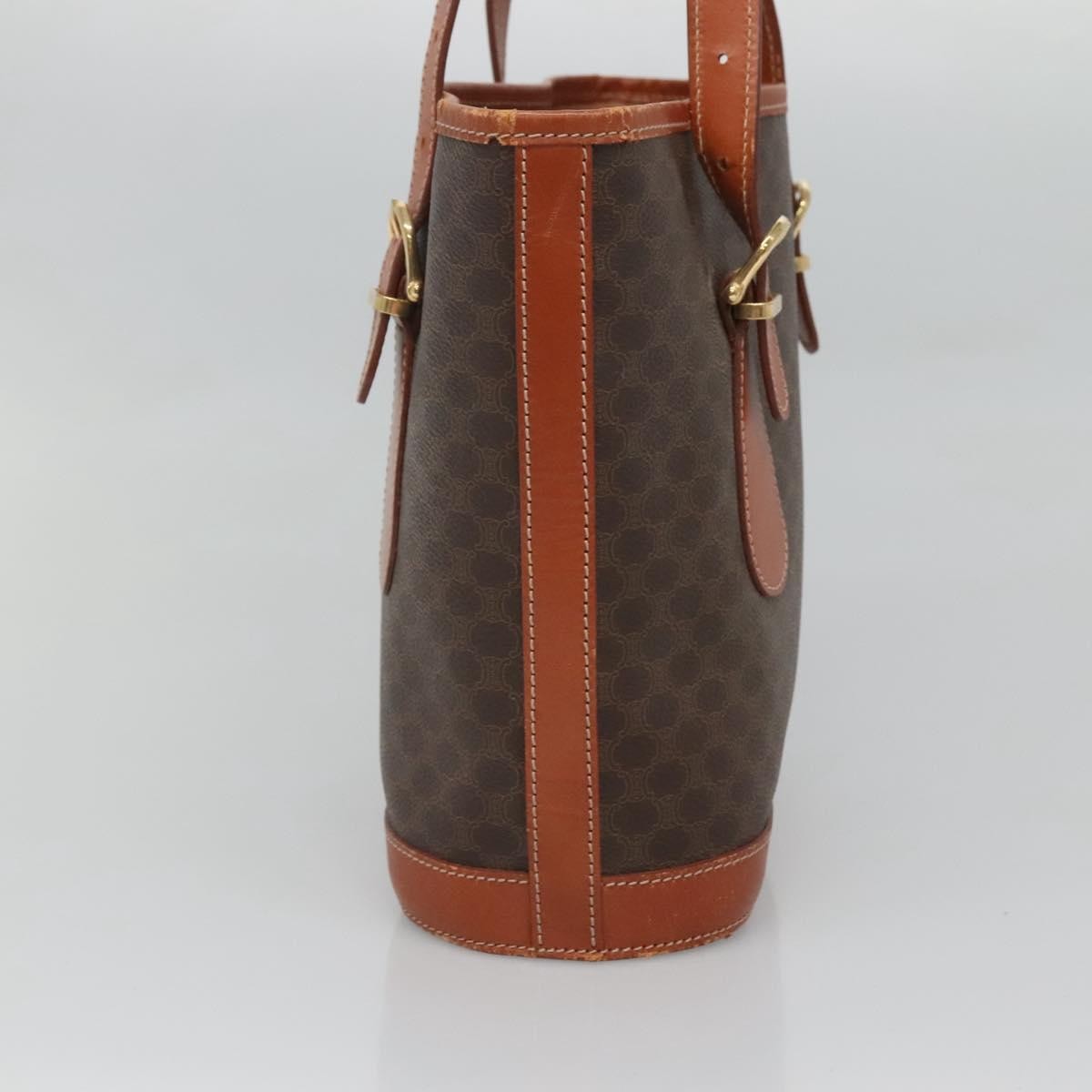 Celine Vintage Macadam Shoulder Bag Canvas and Leather, BROWN, CANVAS, Shoulder bag