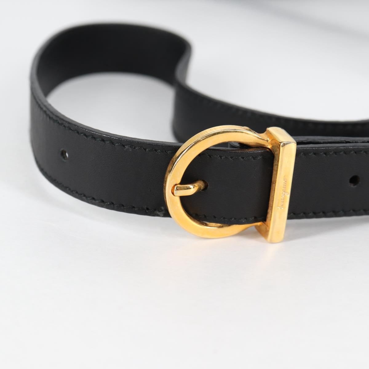 Salvatore Ferragamo Gancini Shoulder Bag Leather, BLACK, LEATHER, Shoulder bag