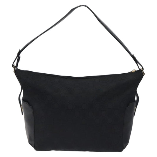 Salvatore Ferragamo Gancini Shoulder Bag Canvas, BLACK, CANVAS, Shoulder bag