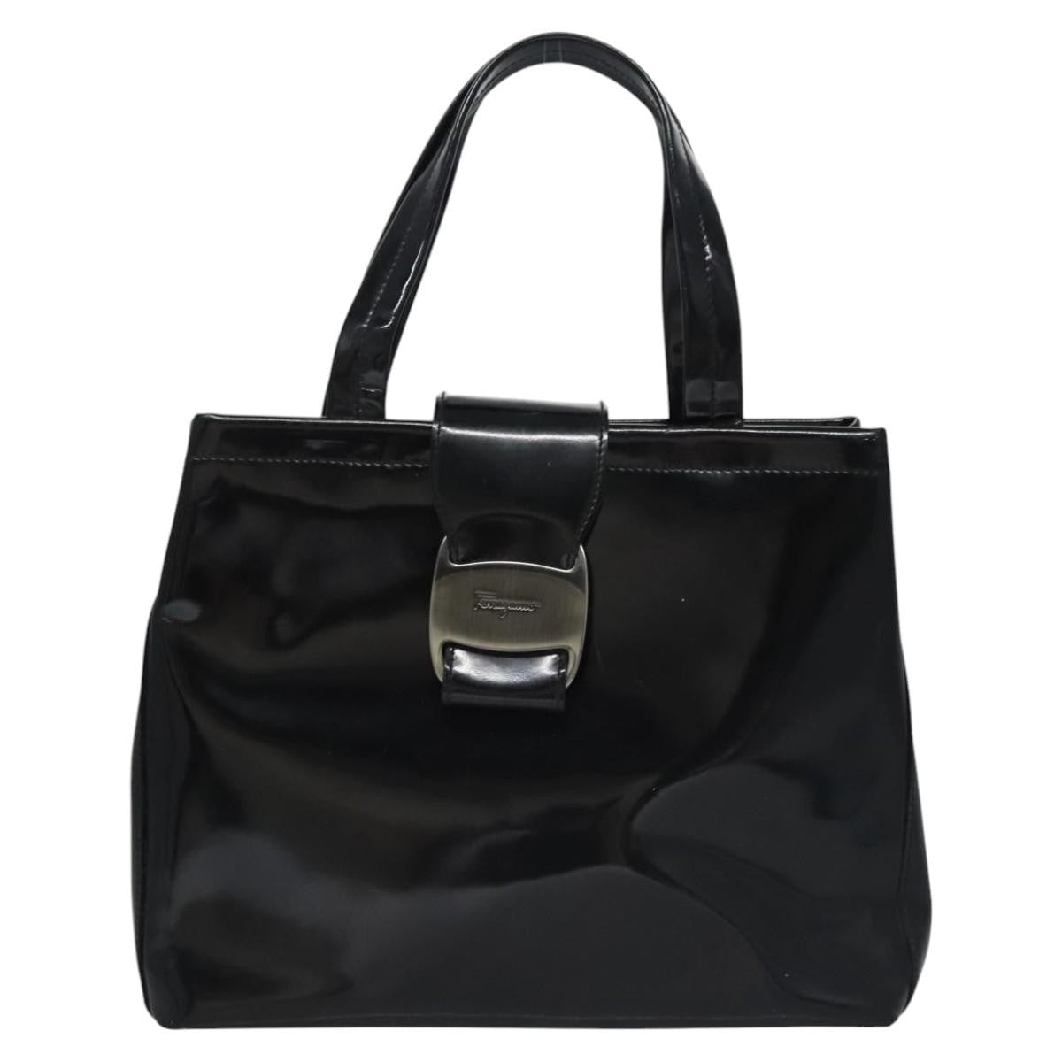 Salvatore Ferragamo Vara Tote Patent Leather, BLACK, PATENT_LEATHER, Handbag