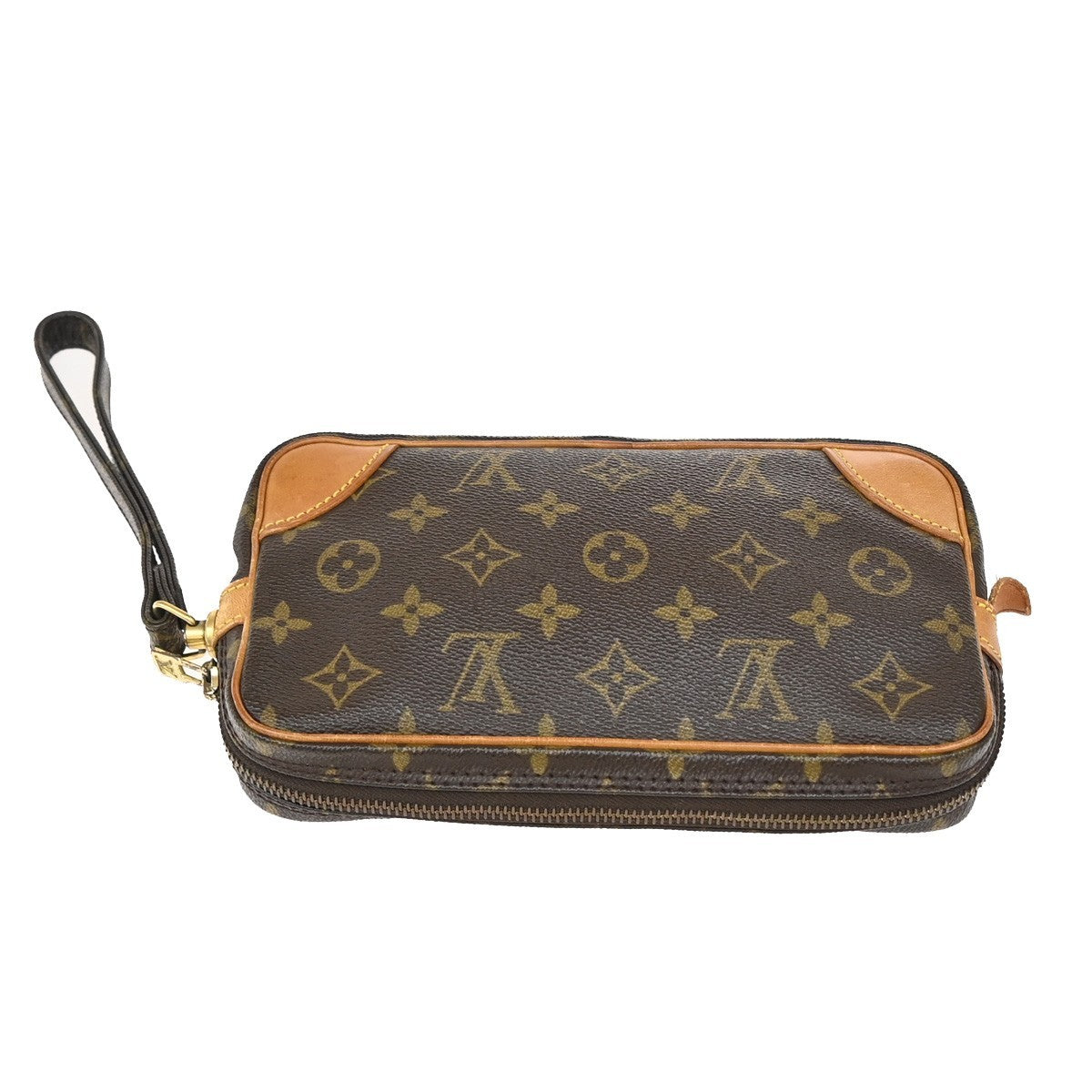 Louis Vuitton Marly Dragonne Clutch Monogram Canvas, BROWN, LEATHER, Clutche & pouche