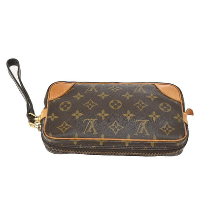 Louis Vuitton Marly Dragonne Clutch Monogram Canvas, BROWN, LEATHER, Clutche & pouche