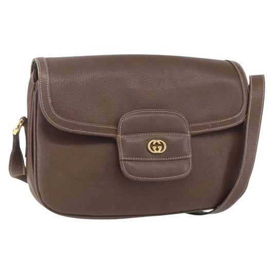 Gucci Vintage Shoulder Bag Leather, BROWN, LEATHER, Shoulder bag