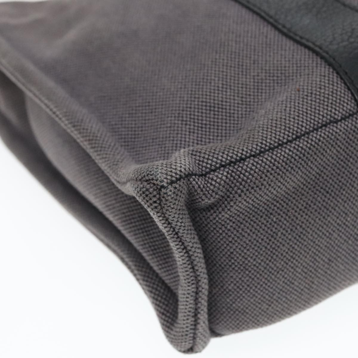 Hermes Sac Harnais Tote Toile and Leather, GRAY, CANVAS, Tote bag