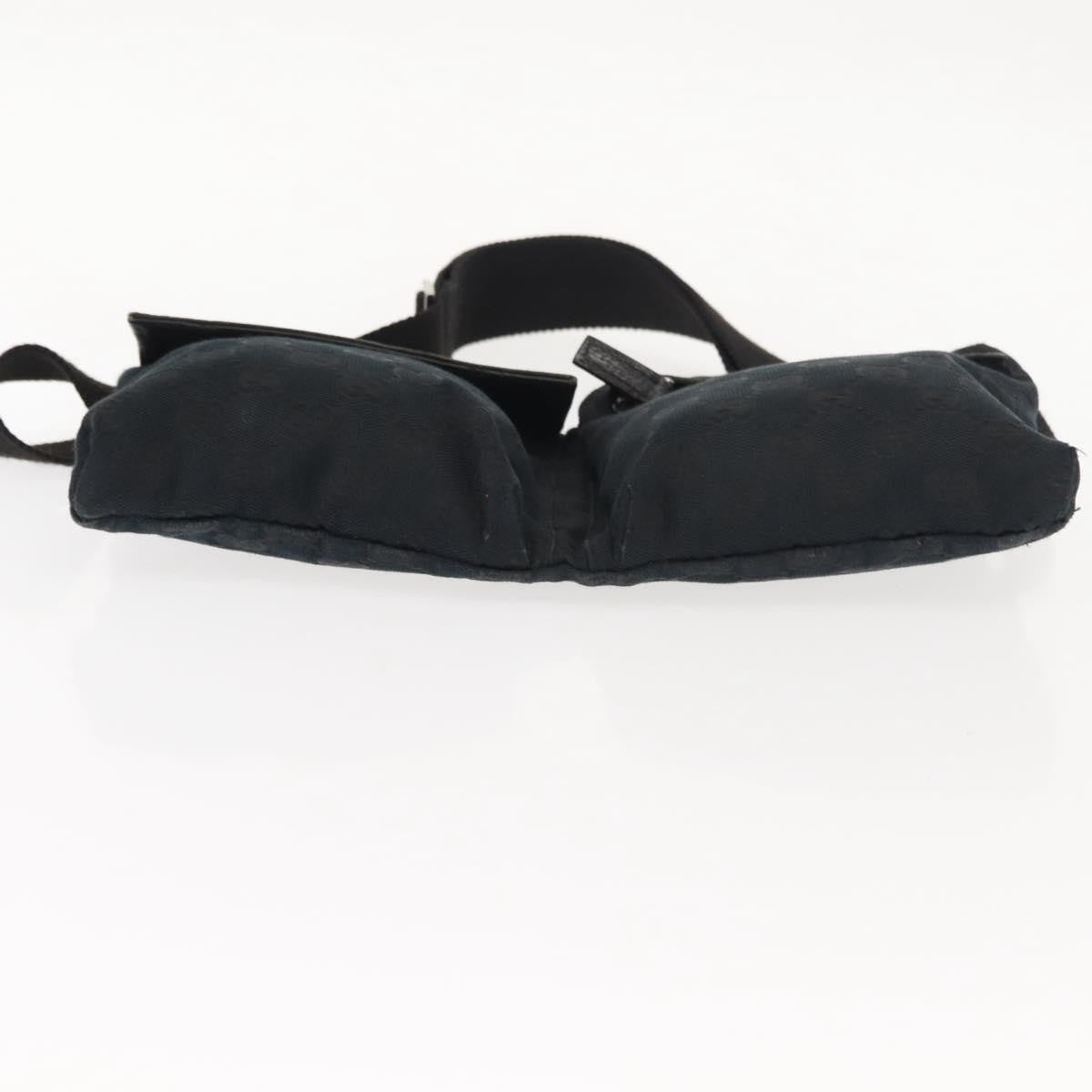 Gucci Vintage Double Belt Bag GG Canvas with Leather, BLACK, CANVAS, Shoulder bag