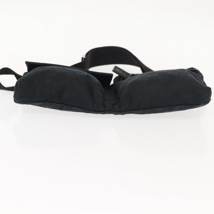 Gucci Vintage Double Belt Bag GG Canvas with Leather, BLACK, CANVAS, Shoulder bag