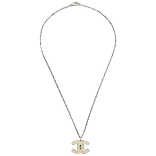 Chanel CC Logo Pendant Necklace Metal, SILVER, SILVER_PLATED, Necklace