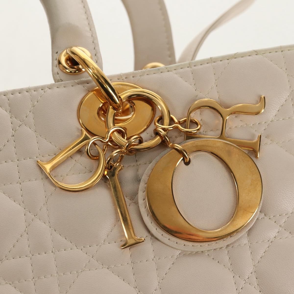 Christian Dior Vintage Lady Dior Bag Cannage, WHITE, LEATHER, Handbag