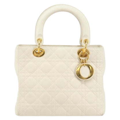 Christian Dior Vintage Lady Dior Bag Cannage Quilt Lambskin, WHITE, LEATHER, Handbag