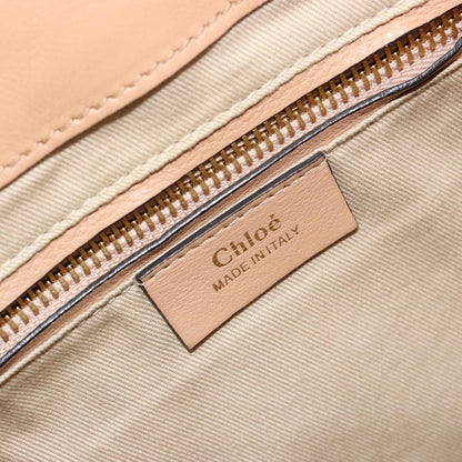 Chloe Faye Backpack Suede with Applique, Beige, Leather, Backpack