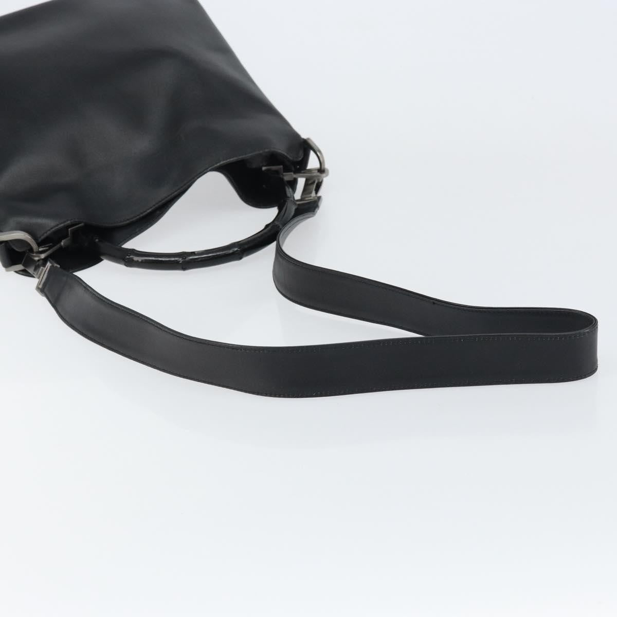 Gucci Vintage Bamboo Shoulder Bag Leather, BLACK, LEATHER, Shoulder bag
