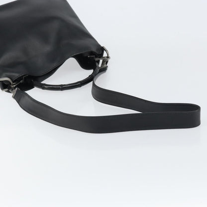 Gucci Vintage Bamboo Shoulder Bag Leather, BLACK, LEATHER, Shoulder bag