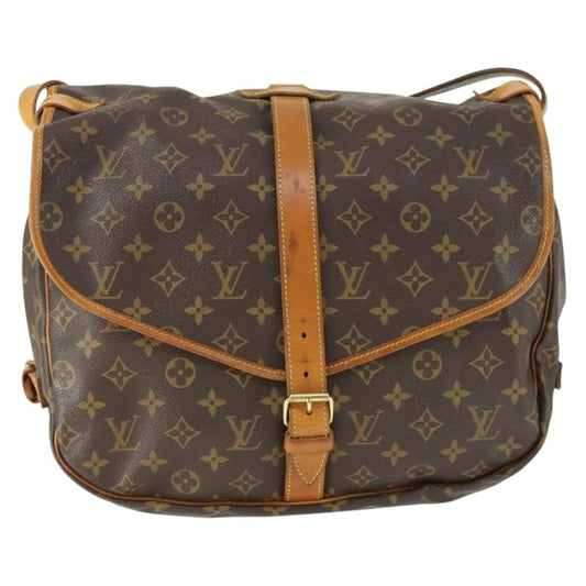 Louis Vuitton Saumur Handbag Monogram Canvas, BROWN, CANVAS, Shoulder bag