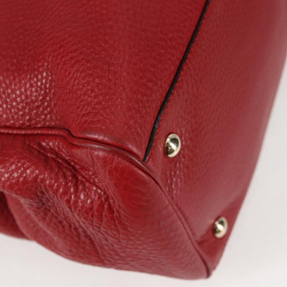 Gucci Bamboo Shopper Tote Leather, RED, LEATHER, Tote bag