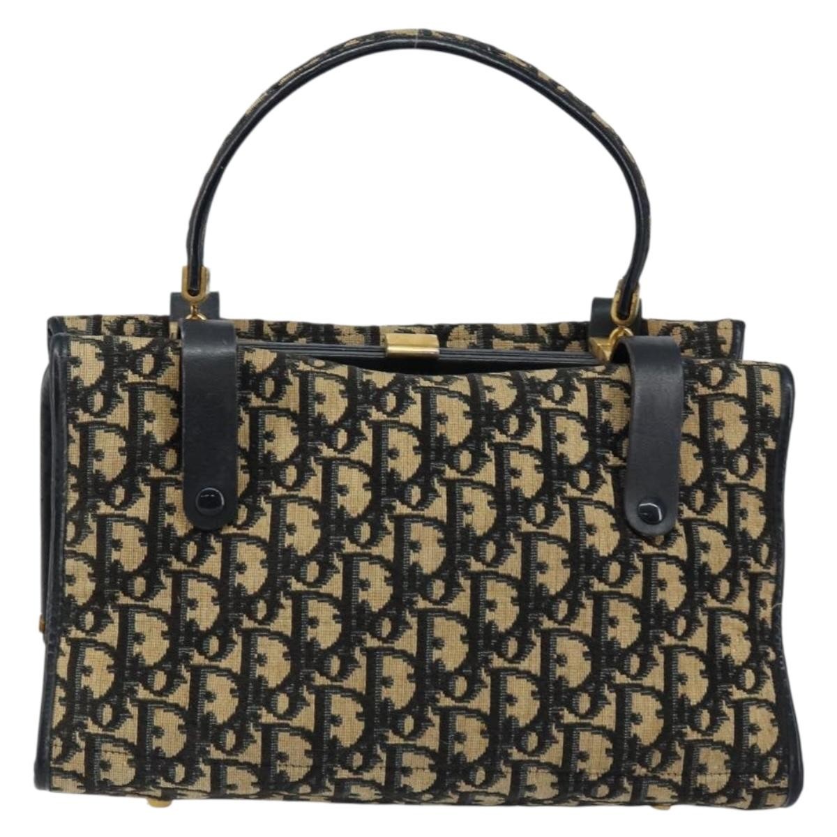 Christian Dior Vintage Trotter Handbag Canvas, NAVY, CANVAS, Handbag