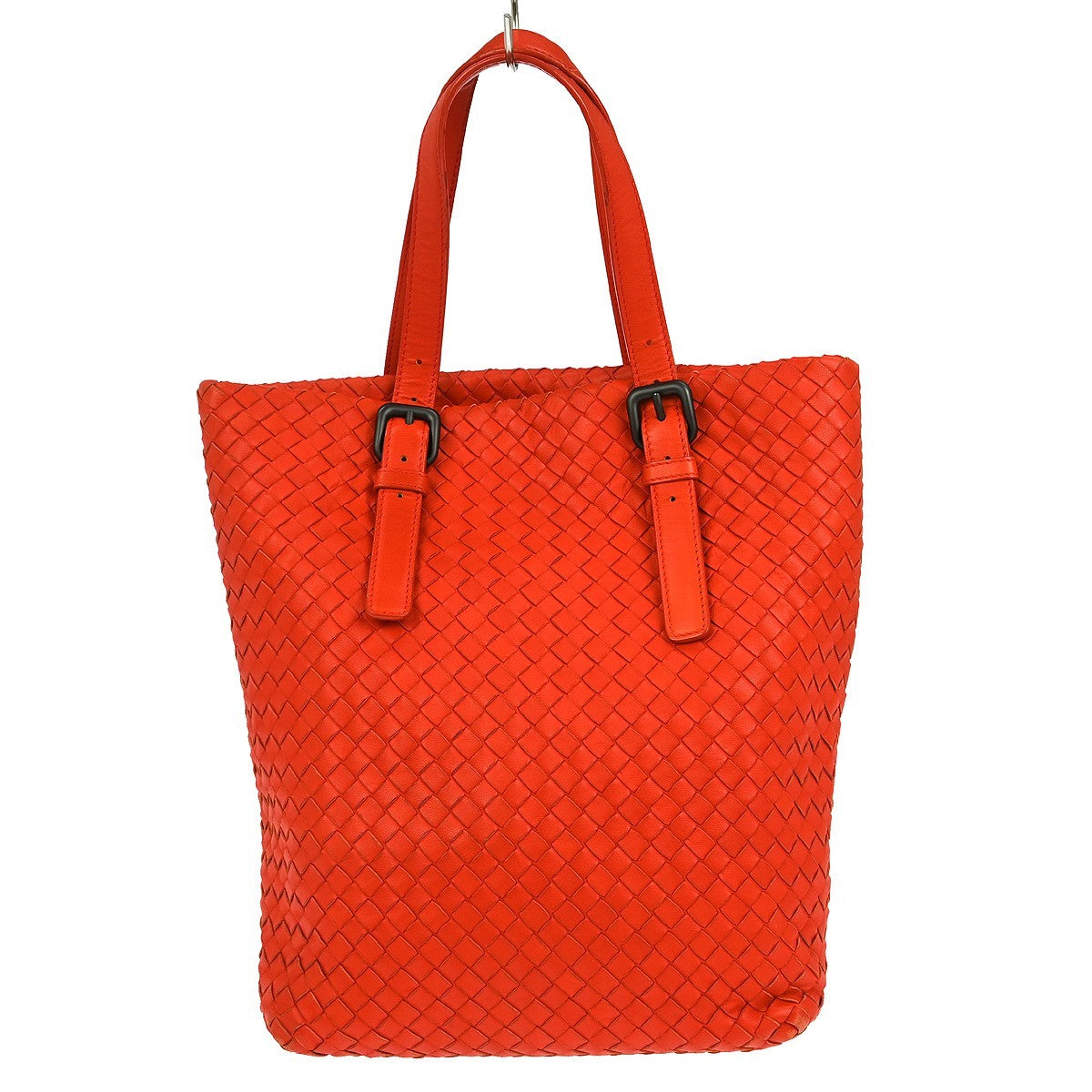 Bottega Veneta Belted Tote Intrecciato Nappa, RED, LEATHER, Tote bag