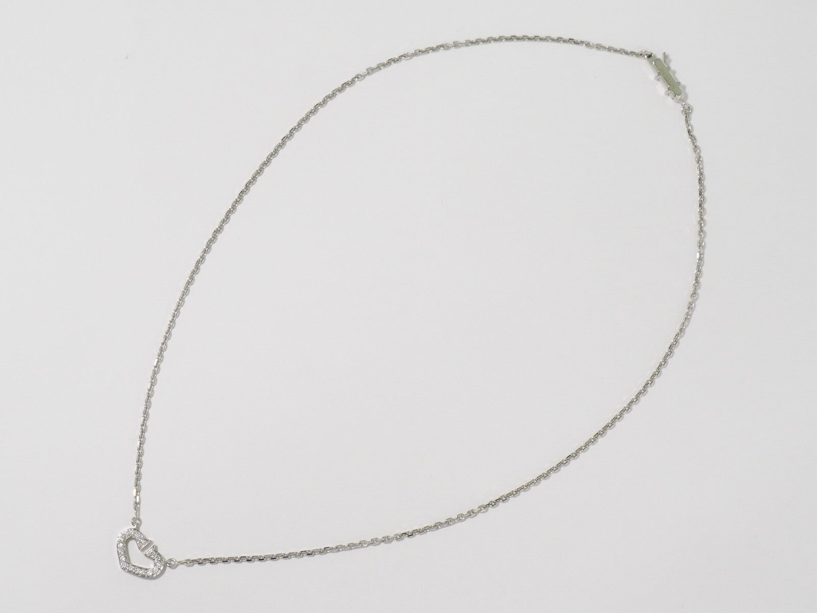 Cartier C Heart de Cartier Pendant Necklace 18K White Gold with Diamond, SILVER, WHITE_GOLD, Necklace
