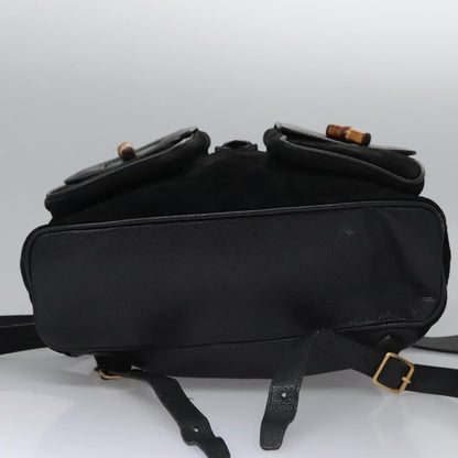 Gucci Vintage Bamboo Backpack Leather, BLACK, SUEDE, Backpack