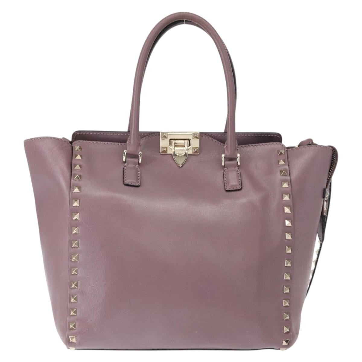 Valentino Garavani Rockstud Tote Rigid Leather, PURPLE, LEATHER, Handbag