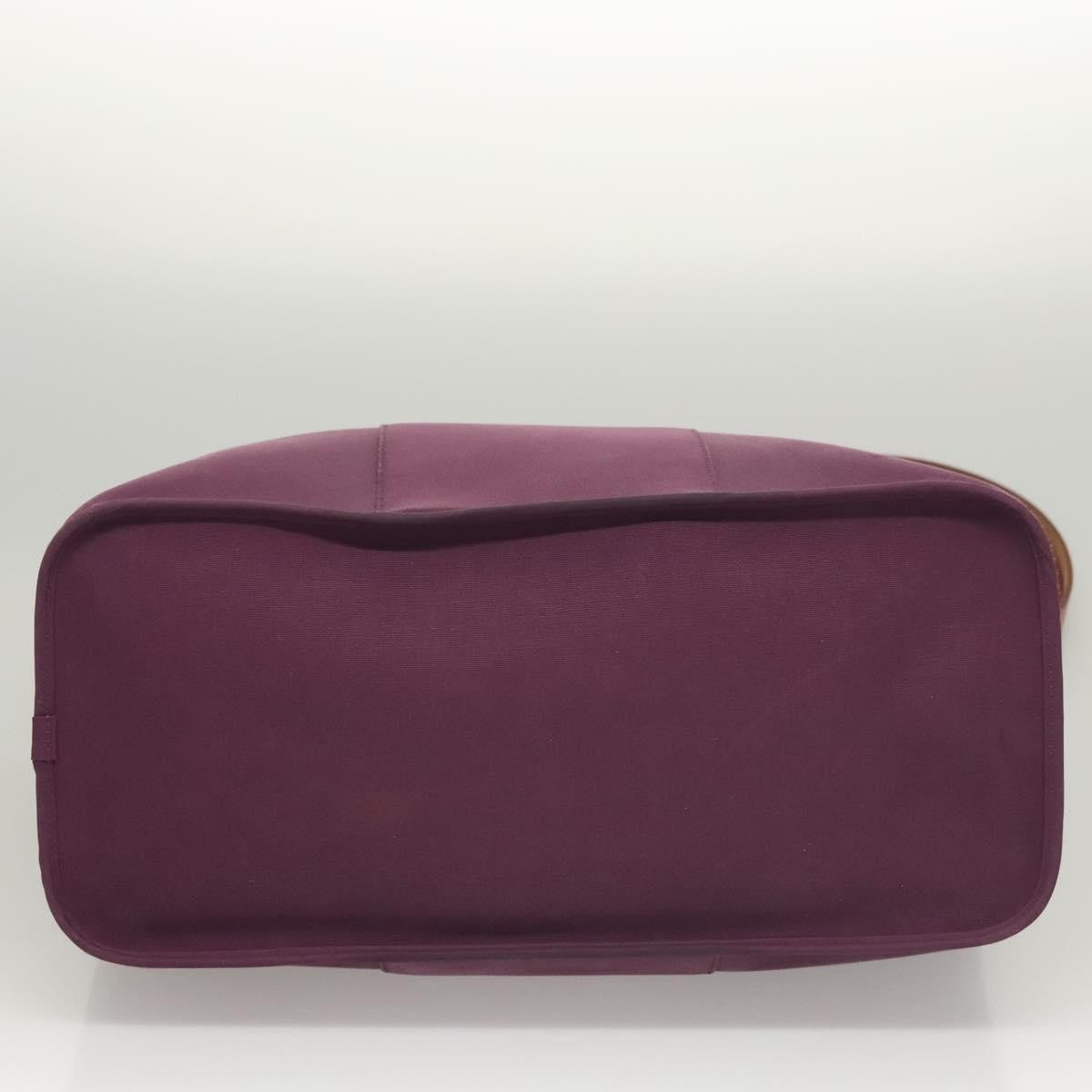 Hermes Cabag Handbag Toile and Leather, PURPLE, CANVAS, Tote bag