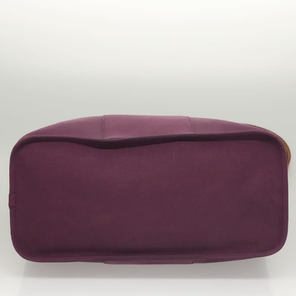 Hermes Cabag Handbag Toile and Leather, PURPLE, CANVAS, Tote bag