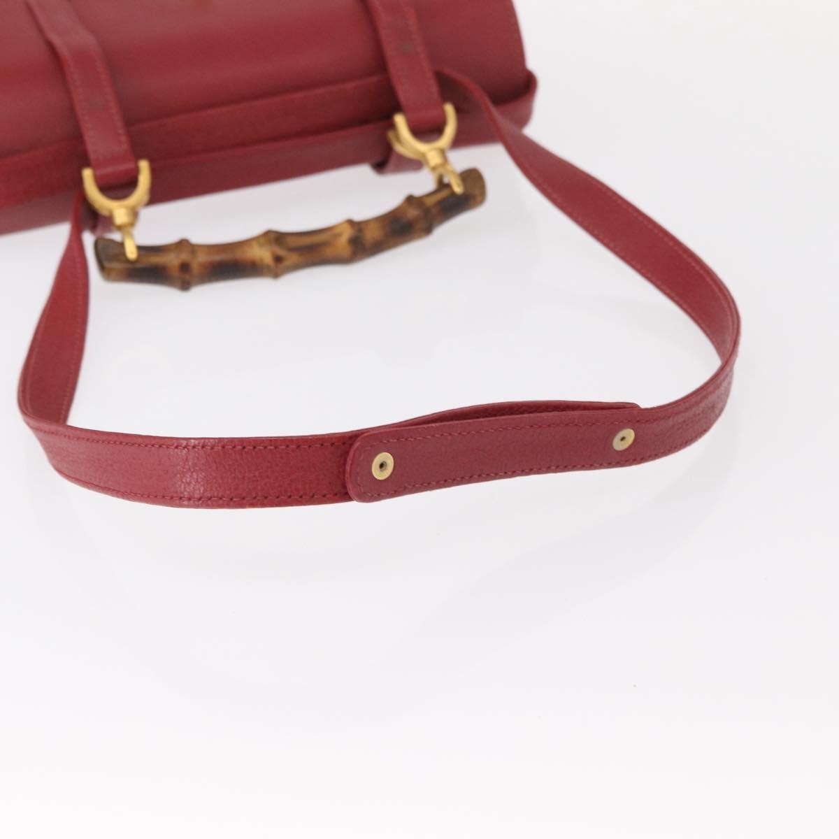 Gucci Vintage Bamboo Handle Bag Leather, RED, LEATHER, Handbag