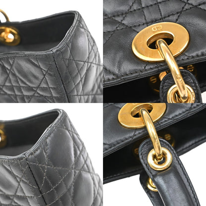 Christian Dior Vintage Lady Dior Bag Cannage Quilt Lambskin, BLACK, LEATHER, Handbag
