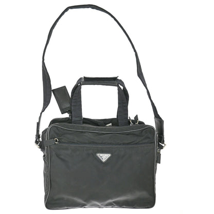 Prada Expandable Front Zip Boston Bag Tessuto, Black, Nylon, Travel Bag
