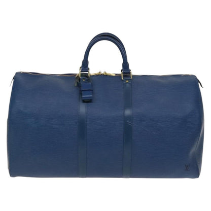 Louis Vuitton Keepall Bag Epi Leather, BLUE, LEATHER, Travel bag