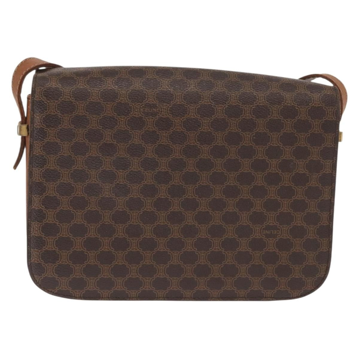 Celine Vintage Horse Carriage Macadam Shoulder Bag Canvas, BROWN, PVC, Shoulder bag