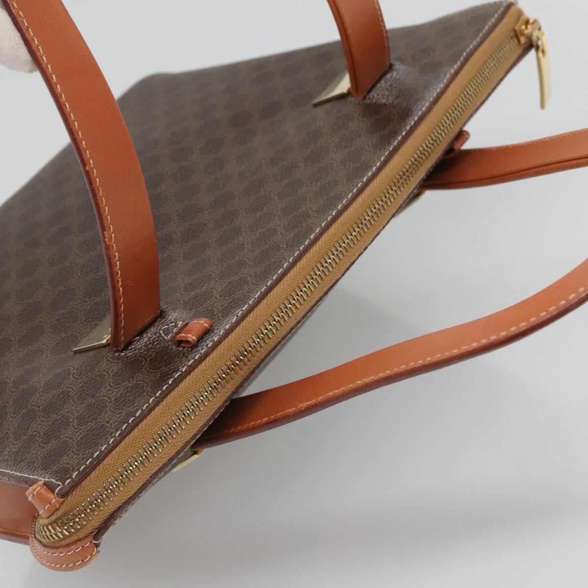 Celine Macadam Handbag Macadam with leather, BROWN, CANVAS, Handbag