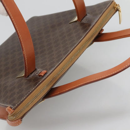 Celine Macadam Handbag Macadam with leather, BROWN, CANVAS, Handbag
