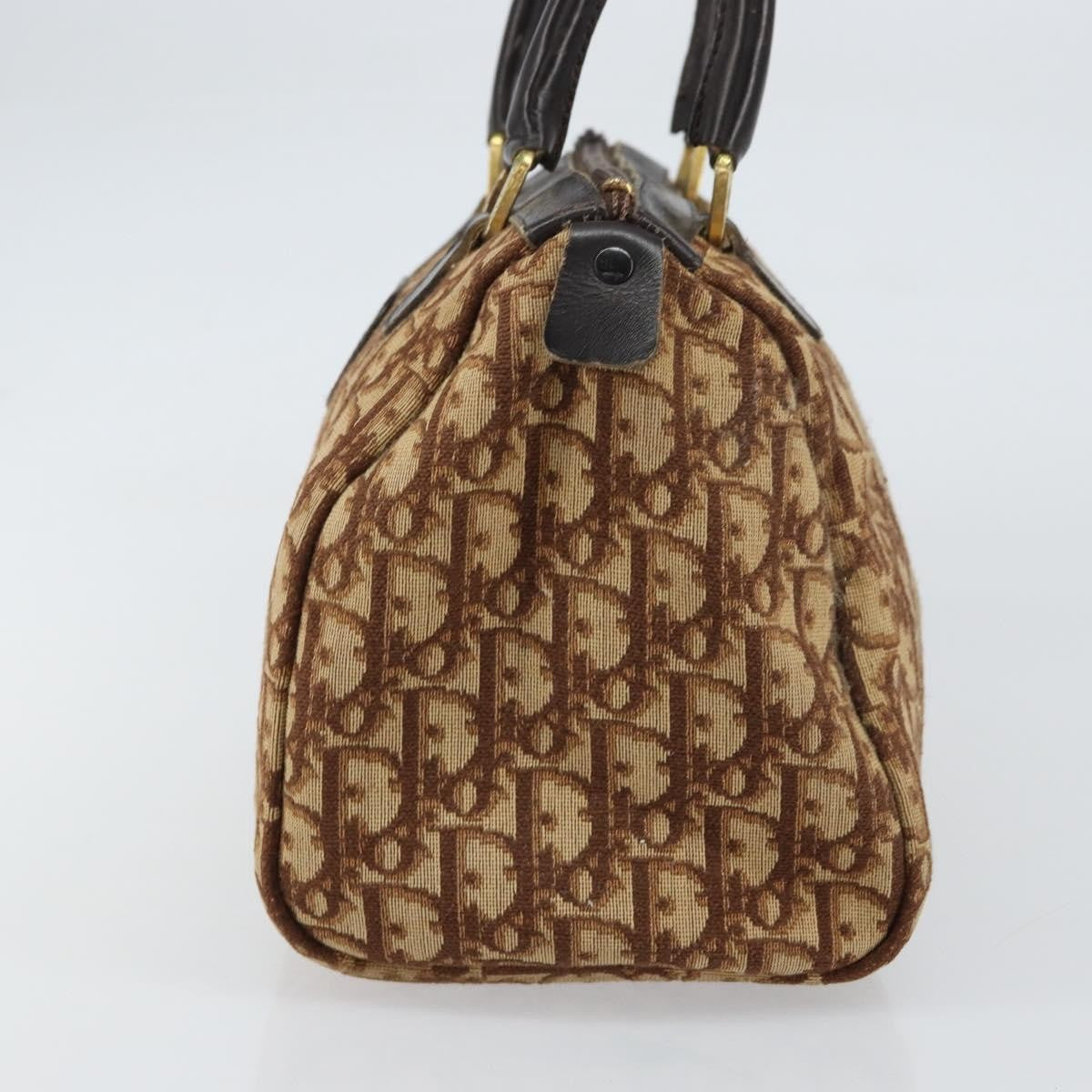 Christian Dior Vintage CD Trotter Handbag Canvas, BROWN, CANVAS, Handbag