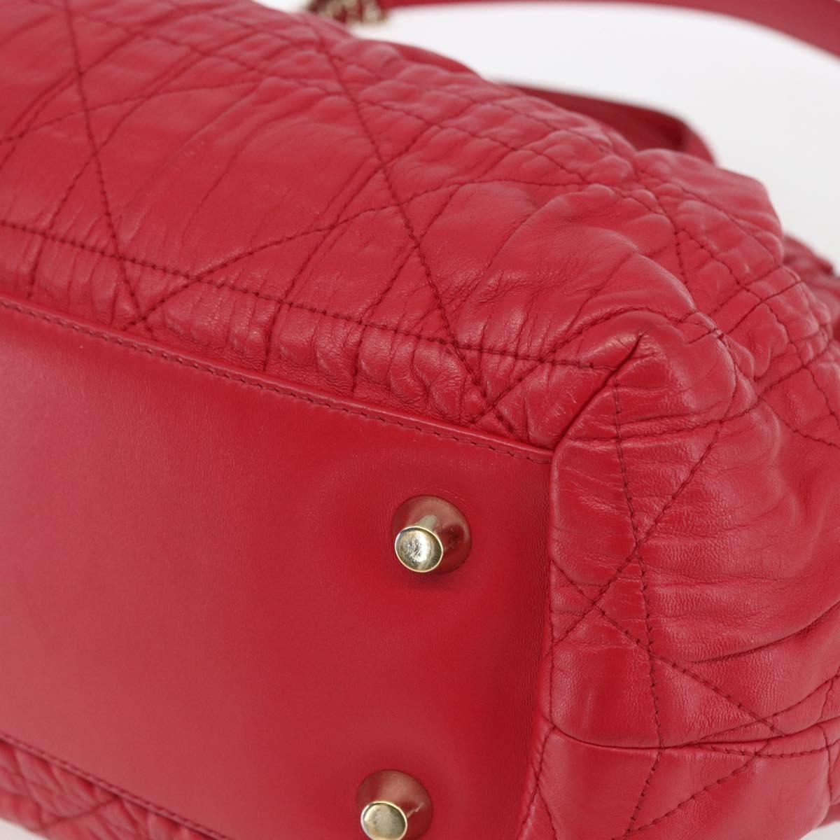 Christian Dior Delices Tote Cannage Quilt Leather, RED, LEATHER, Tote bag