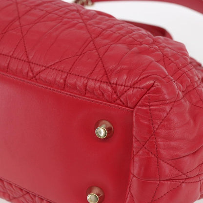 Christian Dior Delices Tote Cannage Quilt Leather, RED, LEATHER, Tote bag