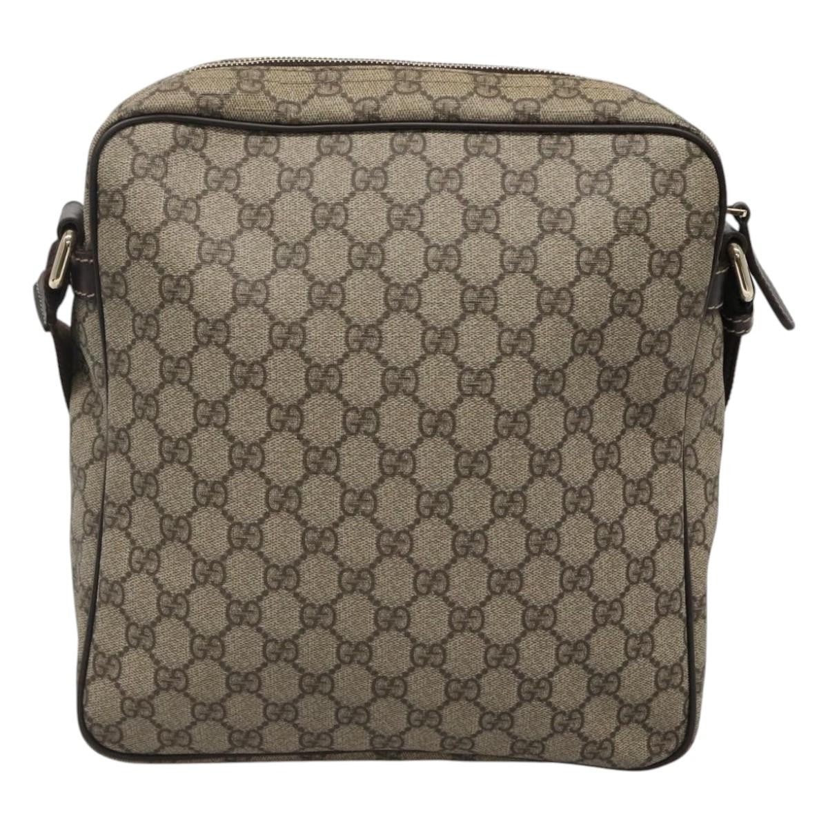 Gucci Front Zip Messenger GG Coated Canvas, BEIGE, CANVAS, Shoulder bag
