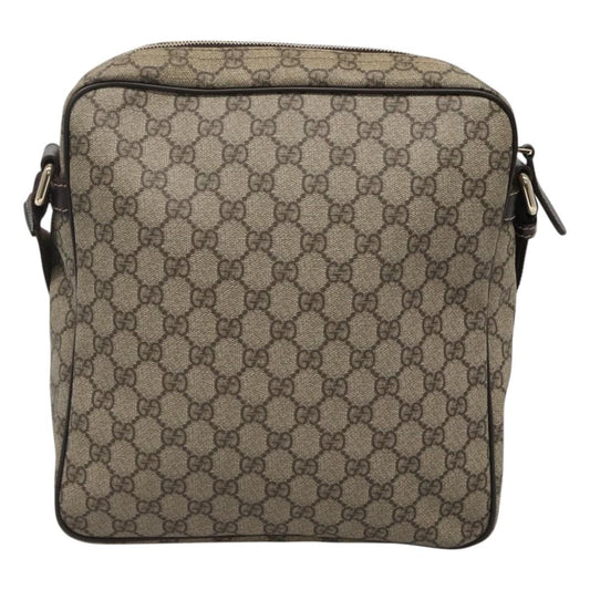 Gucci Front Zip Messenger GG Coated Canvas, BEIGE, CANVAS, Shoulder bag
