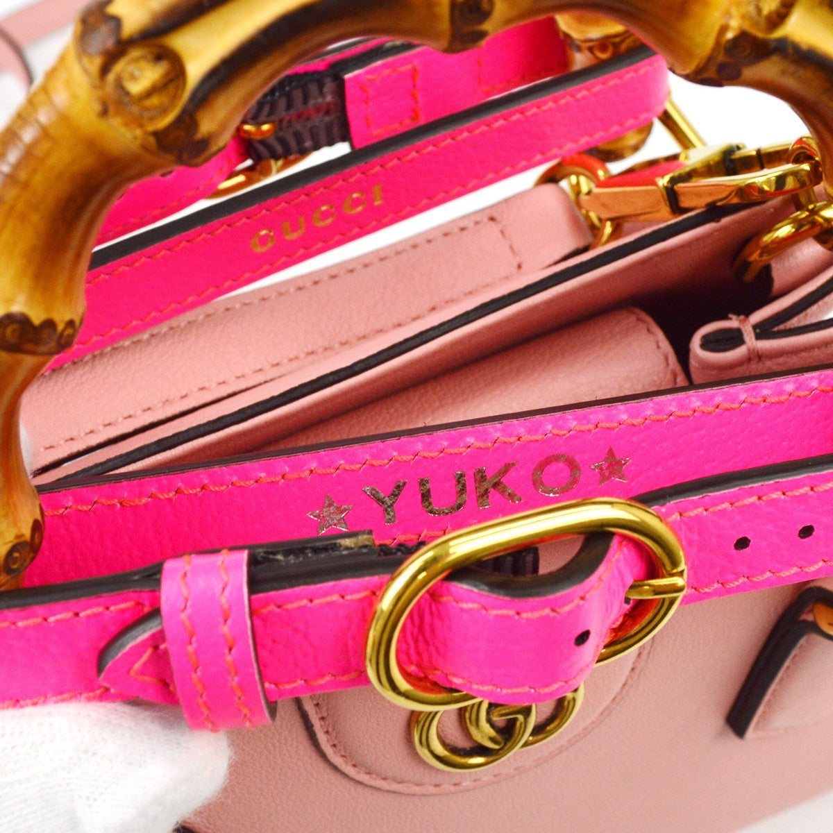 Gucci Diana NM Bamboo Handle Tote Leather, PINK, LEATHER, Tote bag