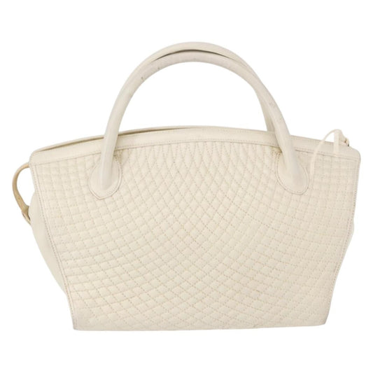 Bally Vintage Handbag Quilted Leather, WHITE, LEATHER, Handbag