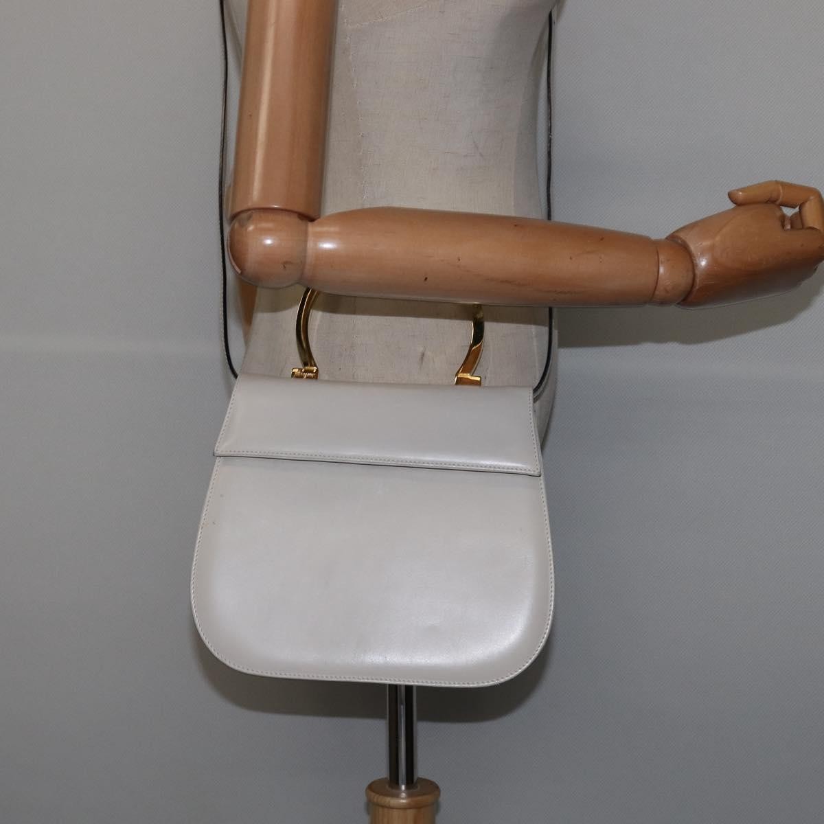 Salvatore Ferragamo Gancini handbag Leather, WHITE, LEATHER, Handbag