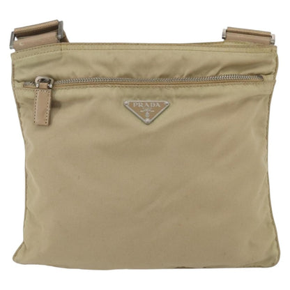 Prada Front Pocket Messenger Bag Tessuto, BEIGE, NYLON, Shoulder bag