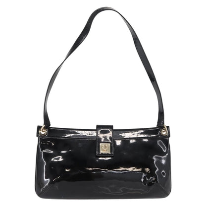 Salvatore Ferragamo Gancini Shoulder Bag Patent Leather, BLACK, PATENT_LEATHER, Shoulder bag