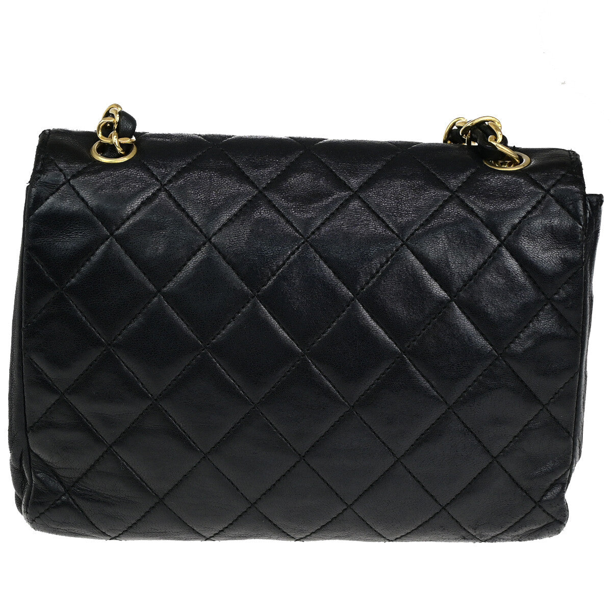 Chanel Vintage Envelope Flap Bag Quilted Lambskin, BLACK, LEATHER, Shoulder bag